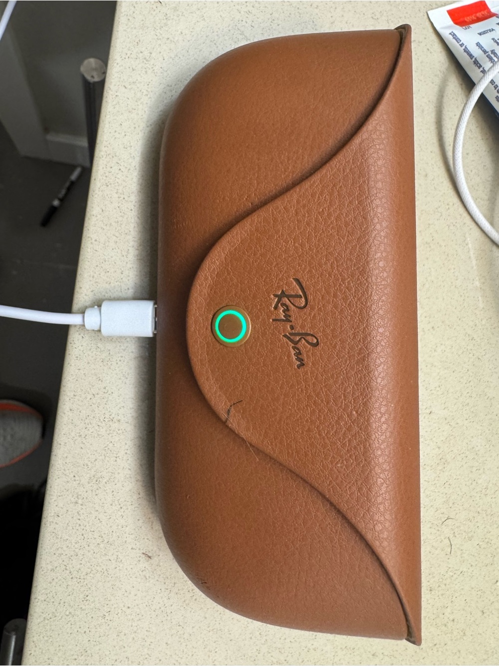 Ray-Ban Brown Leather-Look Sunglasses Case